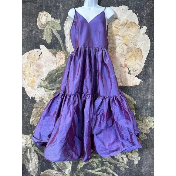 New Anthropologie Bloni Tiered Shine Dress Size Small - Picture 6 of 9